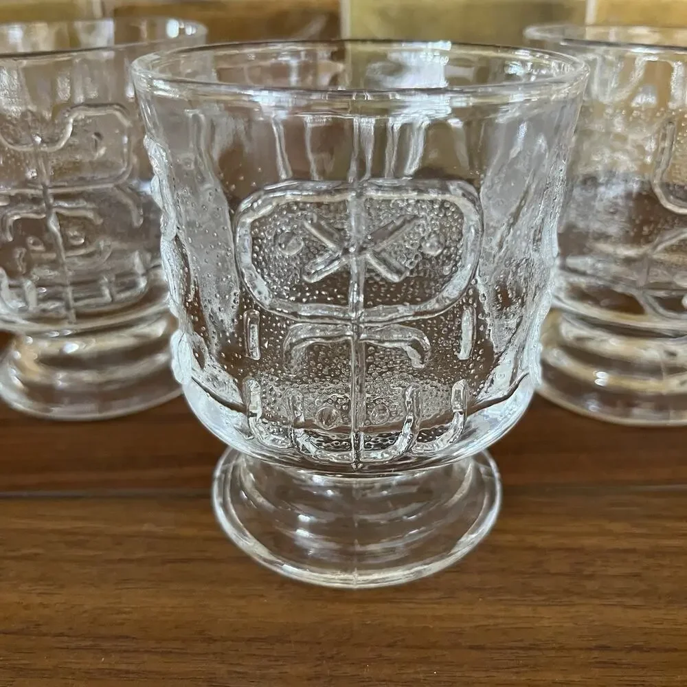 Vintage Nanny Still for Riihimäen Lasi Finland Brutalist Punch Cups Glasses x4